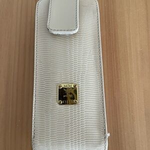 MCM Ivory Textured Leather Case with Gold Accent
